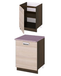 Шкаф кухонный с 1-й дверью для установки мойки ПМ-115.09 L Размер (Ш×Г×В): 600х600х860  Латте1 ― Мандарин мебель Сочи