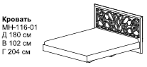 Кровать МН-116-01    1796х1020х2040 ― Мандарин мебель Сочи