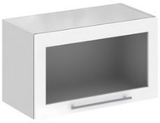 Кухня Олива ШВГС 600 Шкаф верхний горизонтальный, стекло Белый ― Мандарин мебель Сочи