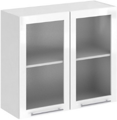Кухня Олива ШВС 800 Шкаф верхний стекло Белый ― Мандарин мебель Сочи