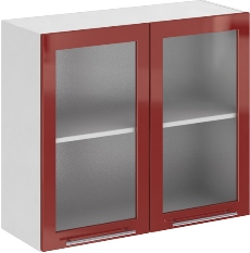 Кухня Олива ШВС 800 Шкаф верхний стекло Гранат ― Мандарин мебель Сочи