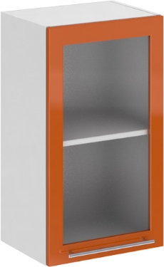 Кухня Олива ШВС 400 Шкаф верхний стекло Оранж ― Мандарин мебель Сочи