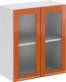 Кухня Олива ШВС 600 Шкаф верхний стекло Оранж ― Мандарин мебель Сочи