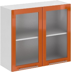 Кухня Олива ШВС 800 Шкаф верхний стекло Оранж ― Мандарин мебель Сочи