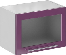 Кухня Олива ШВГС 500 Шкаф верхний горизонтальный, стекло Сирень ― Мандарин мебель Сочи