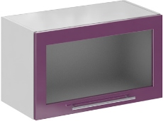 Кухня Олива ШВГС 600 Шкаф верхний горизонтальный, стекло Сирень ― Мандарин мебель Сочи