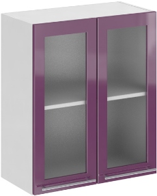 Кухня Олива ШВС 600 Шкаф верхний стекло Сирень ― Мандарин мебель Сочи