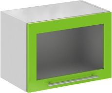 Кухня Олива ШВГС 600 Шкаф верхний горизонтальный, стекло Зелёный ― Мандарин мебель Сочи