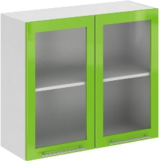 Кухня Олива ШВС 800 Шкаф верхний стекло Зелёный ― Мандарин мебель Сочи