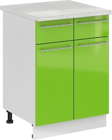 Кухня Олива ШН2Я 600 Шкаф нижний /2 ящика Зелёный ― Мандарин мебель Сочи