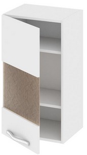 Шкаф верхний со стеклом (левый) (Оливия (Белый универс.)) В_72-40_1ДРс(А) Размеры (Ш×Г×В): 400×323×720 ― Мандарин мебель Сочи