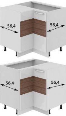 Шкаф нижний угловой с углом 90° (Оливия (Темная)) НУ90_72_2ДР(НУ) Размеры (Ш×Г×В): 900×900×822 ― Мандарин мебель Сочи