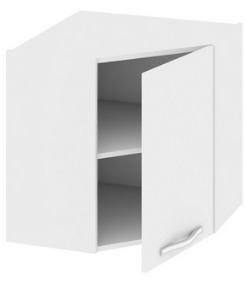 Шкаф верхний угловой с углом 45° (Оливия (Белый универс.)) ВУ45_60-(40)_1ДР Размеры (Ш×Г×В): 600×600×600 ― Мандарин мебель Сочи