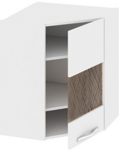 Шкаф верхний угловой с углом 45° со стеклом (правый) (Оливия (Белый универс.)) ВУ45_72-(40)_1ДРс(Б) Размеры (Ш×Г×В): 600×600×720 ― Мандарин мебель Сочи
