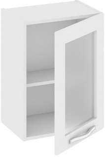 Шкаф верхний со стеклом (Оливия (Белый универс.)) В_60-45_1ДРс Размеры (Ш×Г×В): 450×323×600 ― Мандарин мебель Сочи