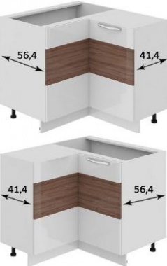 Шкаф нижний нестандартный угловой с углом 90° (Оливия (Темная)) НнУ90_72_2ДР(НнУ) Размеры (Ш×Г×В): 1050×900×822 ― Мандарин мебель Сочи