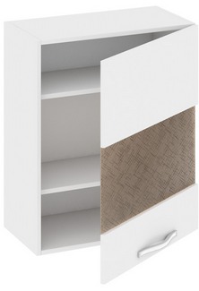 Шкаф верхний со стеклом (правый) (Оливия (Белый универс.)) В_72-60_1ДРс(Б) Размеры (Ш×Г×В): 600×323×720 ― Мандарин мебель Сочи