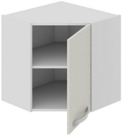 Шкаф верхний угловой с углом 45° (Синга (Крем)) ВУ45_60-(40)_1ДР Размеры (Ш×Г×В): 600×600×600 ― Мандарин мебель Сочи
