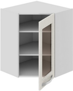 Шкаф верхний угловой с углом 45° со стеклом (Синга (Крем)) ВУ45_72-(40)_1ДРс Размеры (Ш×Г×В): 600×600×720 ― Мандарин мебель Сочи