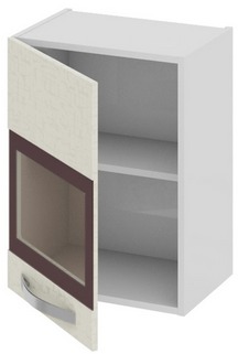 Шкаф верхний со стеклом (левый) (Синга (Крем)) В_60-45_1ДРс(А) Размеры (Ш×Г×В): 450×323×600 ― Мандарин мебель Сочи