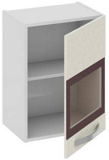 Шкаф верхний со стеклом (правый) (Синга (Крем)) В_60-45_1ДРс(Б) Размеры (Ш×Г×В): 450×323×600 ― Мандарин мебель Сочи