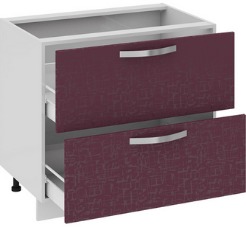 Шкаф нижний с 2-мя ящиками (Синга (Баклажан)) Н2я_72-90_2Я Размеры (Ш×Г×В): 900×582×822 ― Мандарин мебель Сочи