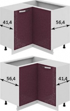 Шкаф нижний нестандартный угловой с углом 90° (Синга (Баклажан)) НнУ90_72_2ДР(НнУ) Размеры (Ш×Г×В): 1050×900×822 ― Мандарин мебель Сочи