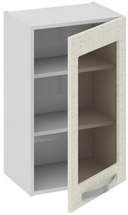 Шкаф верхний со стеклом (Синга (Крем)) В_72-45_1ДРс Размеры (Ш×Г×В): 450×323×720 ― Мандарин мебель Сочи