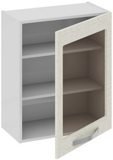 Шкаф верхний со стеклом (Синга (Крем)) В_72-60_1ДРс Размеры (Ш×Г×В): 600×323×720 ― Мандарин мебель Сочи