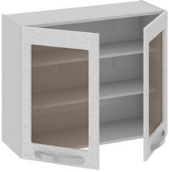 Шкаф верхний со стеклом (Синга (Крем)) В_72-90_2ДРс Размеры (Ш×Г×В): 900×323×720 ― Мандарин мебель Сочи
