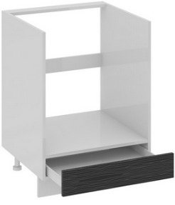 Шкаф нижний под бытовую технику с 1-м ящиком (СКАЙЛАЙН (Черный)) НБ1я_72(12)-60_1Я Размеры (Ш×Г×В): 600×582×822 ― Мандарин мебель Сочи
