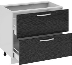 Шкаф нижний с 2-мя ящиками (СКАЙЛАЙН (Черный)) Н2я_72-90_2Я Размеры (Ш×Г×В): 900×582×822 ― Мандарин мебель Сочи