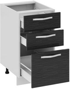 Шкаф нижний с 3-мя ящиками (СКАЙЛАЙН (Черный)) Н3я_72-45_3Я Размеры (Ш×Г×В): 450×582×822 ― Мандарин мебель Сочи