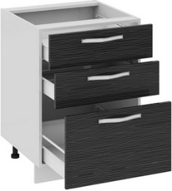 Шкаф нижний с 3-мя ящиками (СКАЙЛАЙН (Черный)) Н3я_72-60_3Я Размеры (Ш×Г×В): 600×582×822 ― Мандарин мебель Сочи