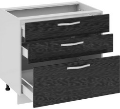 Шкаф нижний с 3-мя ящиками (СКАЙЛАЙН (Черный)) Н3я_72-90_3Я Размеры (Ш×Г×В): 900×582×822 ― Мандарин мебель Сочи