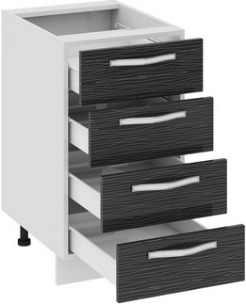 Шкаф нижний с 4-мя ящиками (СКАЙЛАЙН (Черный)) Н4я_72-45_4Я Размеры (Ш×Г×В): 450×582×822 ― Мандарин мебель Сочи