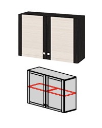Антресоль малая с 2-мя дверями «Фиджи» Ам(05)_21(2) ВЦКДБ (Ш×Г×В): 1076×368×699 ― Мандарин мебель Сочи