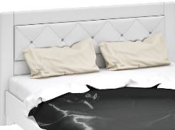 Спинка кровати с мягким элементомТД-193.01.12 (1600) Белая со стразами ― Мандарин мебель Сочи