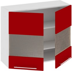 Шкаф верхний со стеклом (АССОРТИ (Вишня)) В_72-90_2ДРс Размеры (Ш×Г×В): 900×323×720 ― Мандарин мебель Сочи