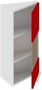 Шкаф верхний торцевой со стеклом (правый) (АССОРТИ (Вишня)) ВТ_72-40(45)_1ДРс(Б) Размеры (Ш×Г×В): 400×323×720 ― Мандарин мебель Сочи