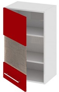 Шкаф верхний со стеклом (левый) (АССОРТИ (Вишня)) В_72-45_1ДРс(А) Размеры (Ш×Г×В): 450×323×720 ― Мандарин мебель Сочи