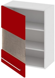 Шкаф верхний со стеклом (левый) (АССОРТИ (Вишня)) В_72-60_1ДРс(А) Размеры (Ш×Г×В): 600×323×720 ― Мандарин мебель Сочи
