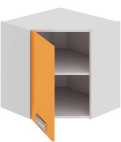 Шкаф верхний угловой с углом 45 (левый) (БЬЮТИ (Оранж)) ВУ45_60-(40)_1ДР(А) Размеры (Ш×Г×В): 600×600×600 ― Мандарин мебель Сочи