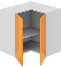 Шкаф верхний угловой с углом 90 (БЬЮТИ (Оранж)) ВУ90_60_2ДР(ВУ) Размеры (Ш×Г×В): 600×600×600 ― Мандарин мебель Сочи