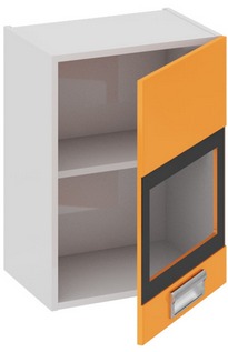 Шкаф верхний со стеклом (правый) (БЬЮТИ (Оранж)) В_60-45_1ДРс(Б) Размеры (Ш×Г×В): 450×323×600 ― Мандарин мебель Сочи