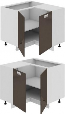 Шкаф нижний нестандартный угловой с углом 90 (БЬЮТИ (Грэй)) НнУ90_72_2ДР(НнУ) Размеры (Ш×Г×В): 1050×900×822 ― Мандарин мебель Сочи