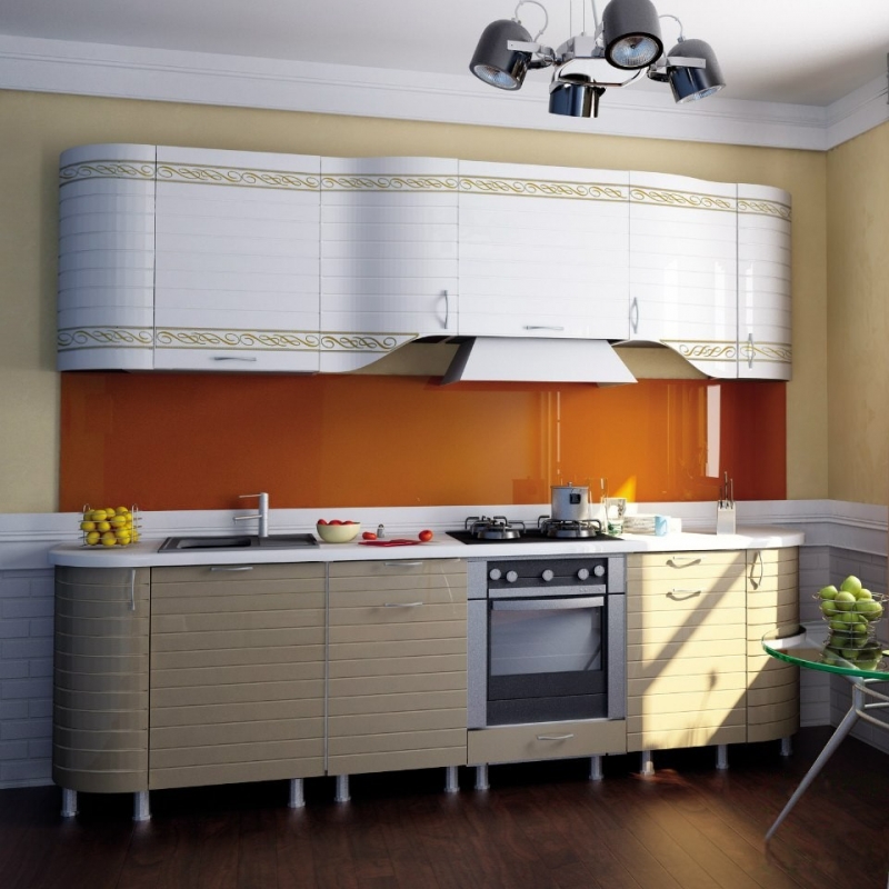 Кухня Анастасия тип 3 Белый Глянец/Капучино 1 ― Мандарин мебель Сочи