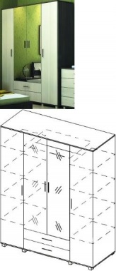 Флоренция шкаф ШВГ (1700х2180х540) ПЛ ― Мандарин мебель Сочи