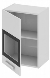 Шкаф верхний со стеклом (левый) В_60-45_1ДРс(А) Фэнтези (Белый универс.) (Ш×Г×В): 450×323×600 ― Мандарин мебель Сочи