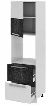 Шкаф пенал под бытовую технику с 2-мя ящиками (левый) ПБ2я_204-60_2Я1ДР(А) Фэнтези (Лайнс) (Ш×Г×В): 600×582×2140 ― Мандарин мебель Сочи
